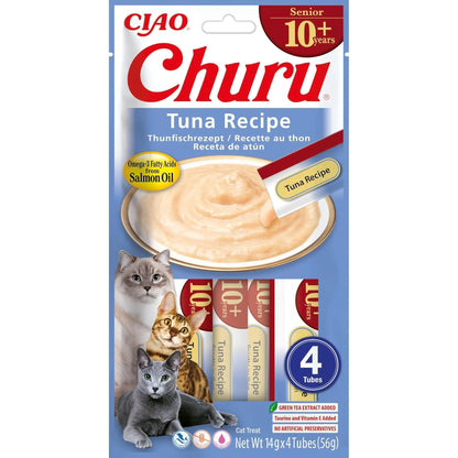 Churu Senior 10+ de atún para gatos mayores, paquete de 4 tubos de 14 g (56 g), EAN 14262365731330