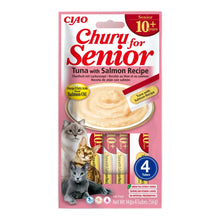 Churu Senior 10+ de atún con salmón para gatos mayores, paquete de 4 tubos de 14 g (56 g), EAN 14262365731347