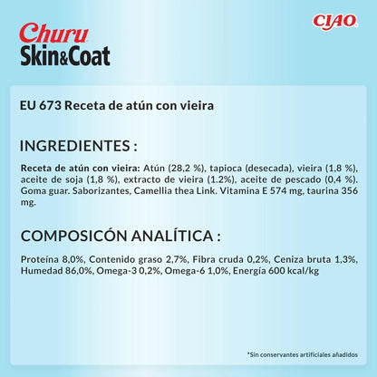 Ficha técnica en español de la receta de atún con vieira, con ingredientes y análisis