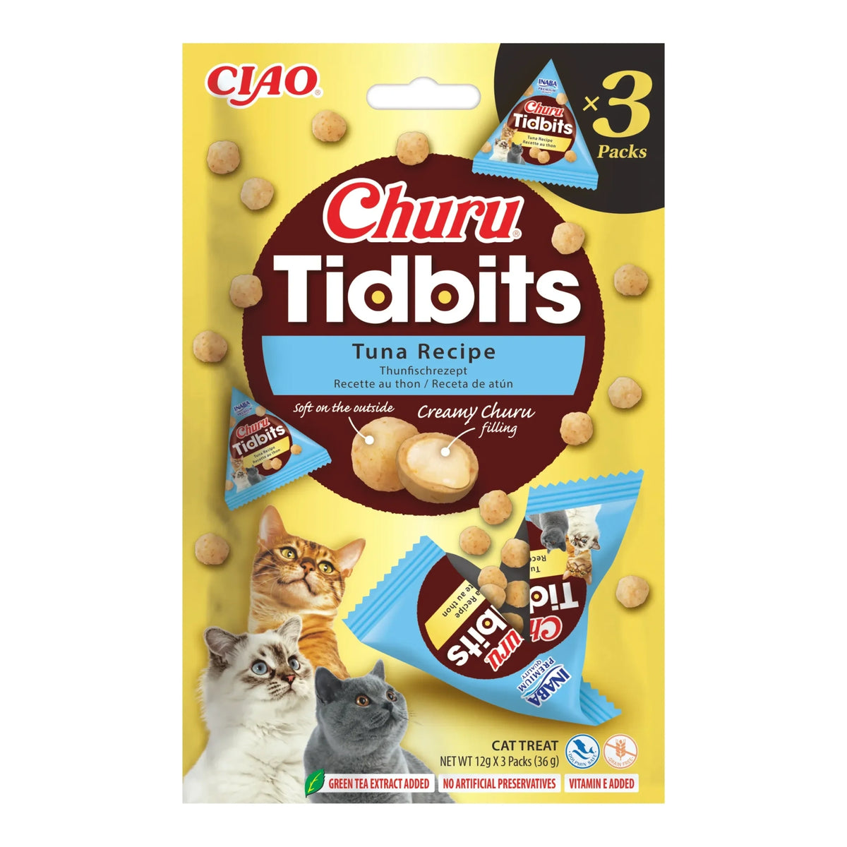 Churu Tidbits de atún para gatos, paquete de 3 bolsitas de 12 g (36 g), EAN 14262365731897