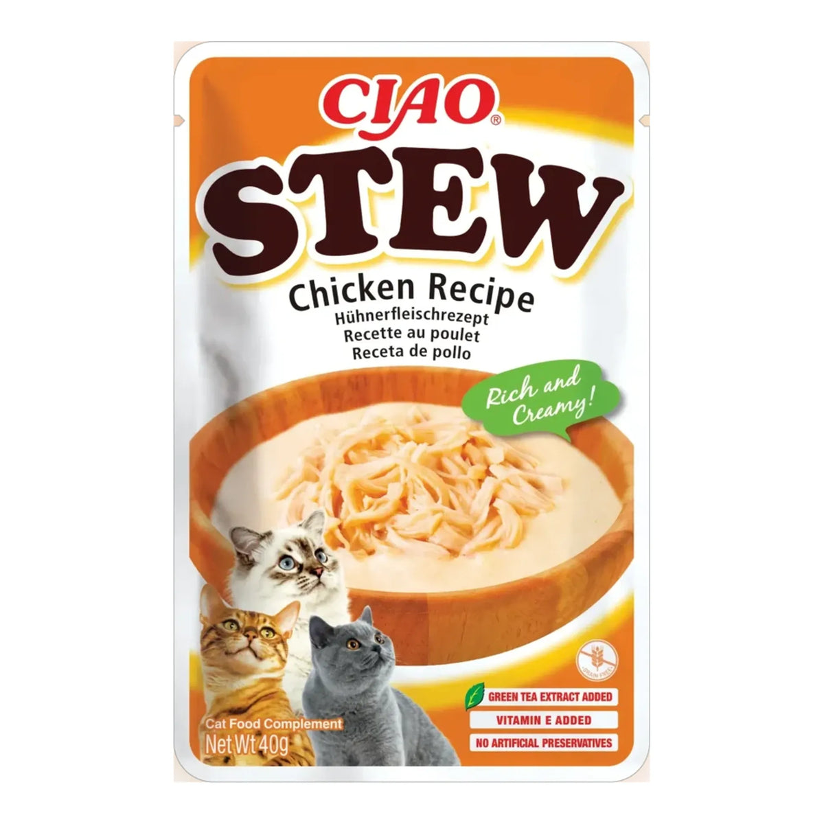 Ciao Stew de pollo para gatos, bolsa de 40 g, EAN 14262365738421
