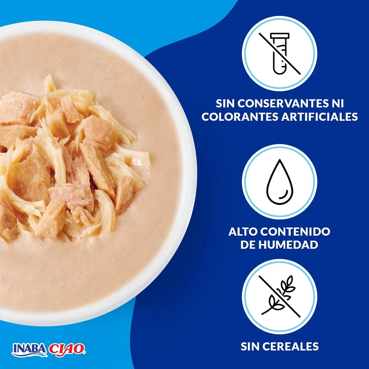 Cuenco con el estofado cremoso servido al lado de tres iconos dibujados de la receta