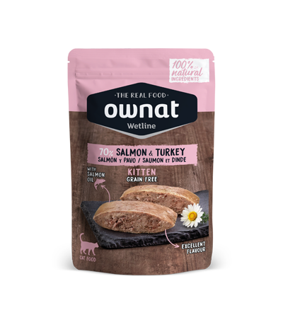 Envase de 85 g de la comida húmeda Ownat para gatitos Wetline Kitten, EAN 8800000126098