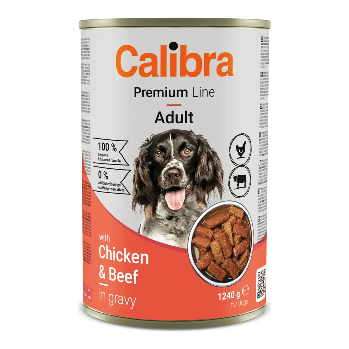 Lata de 1240 g de Calibra Premium de pollo y vacuno en salsa para perros adultos