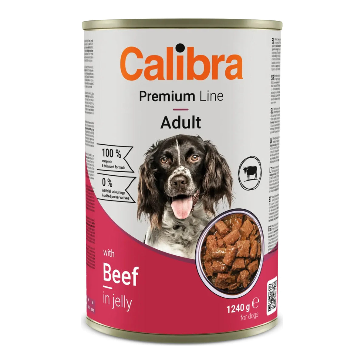 Lata de 1240 g de Calibra Premium de vacuno en gelatina para perros adultos