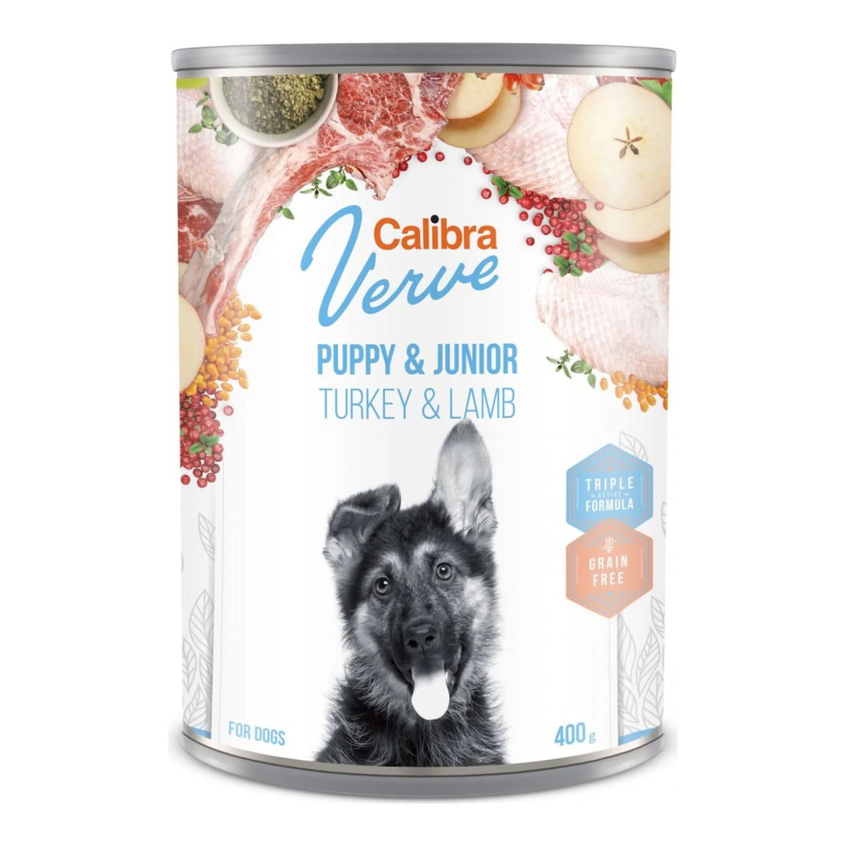 Lata de 400 g de Calibra Verve Puppy & Junior de pavo y cordero para cachorros