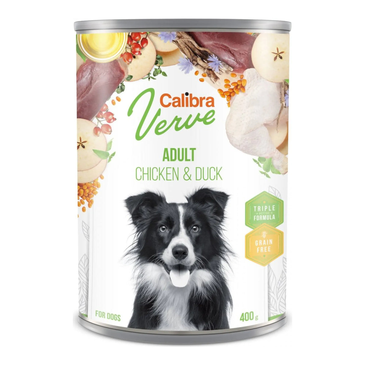 Lata de 400 g de Calibra Verve de pollo y pato para perros adultos, sin cereales