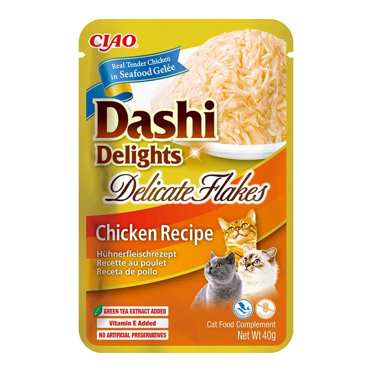Dashi Delights Delicate Flakes de pollo para gatos, bolsa de 40 g, EAN 14262365731033