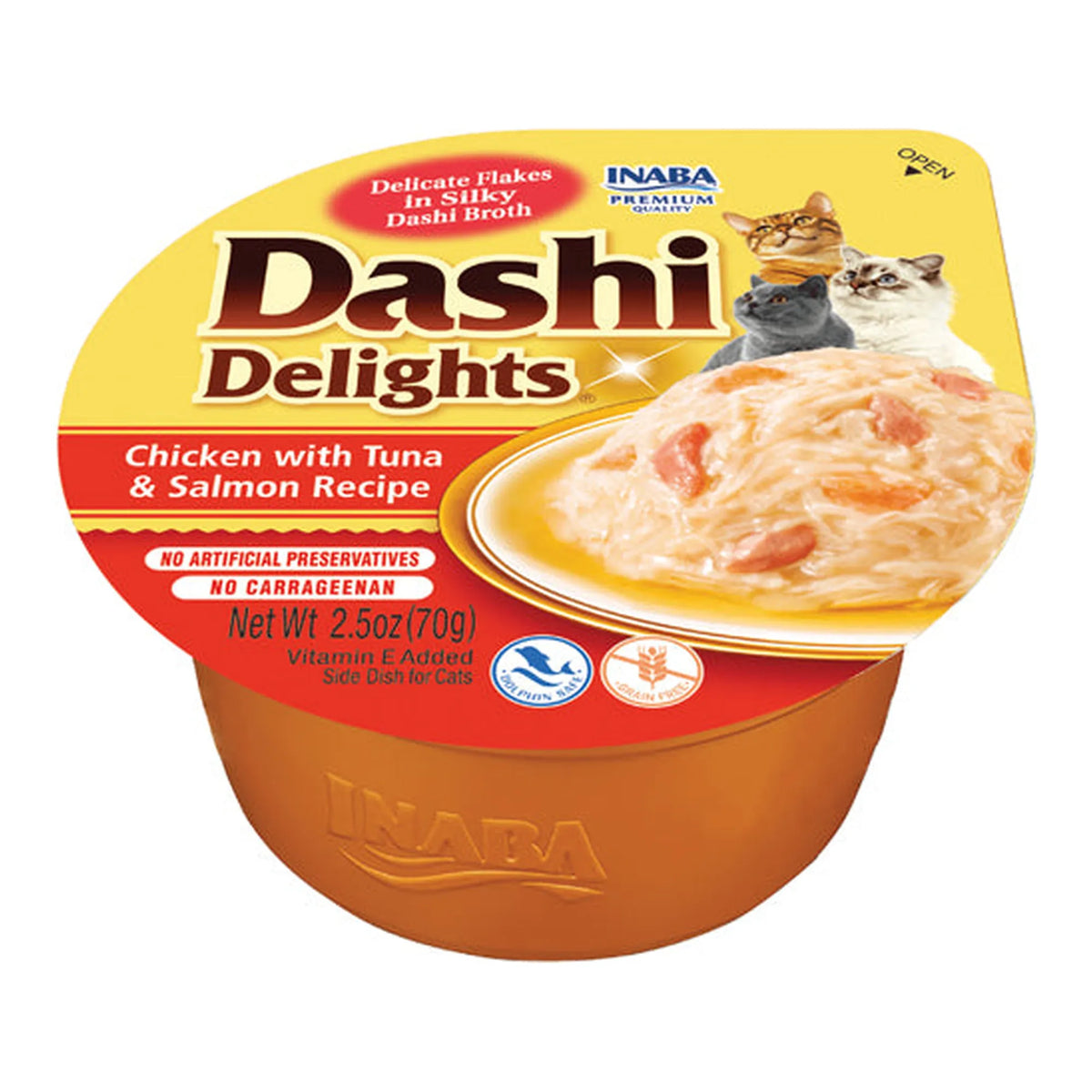 Dashi Delights de pollo con atún y salmón en tarrina para gatos, tarrina de 70 g, EAN 14262365730609