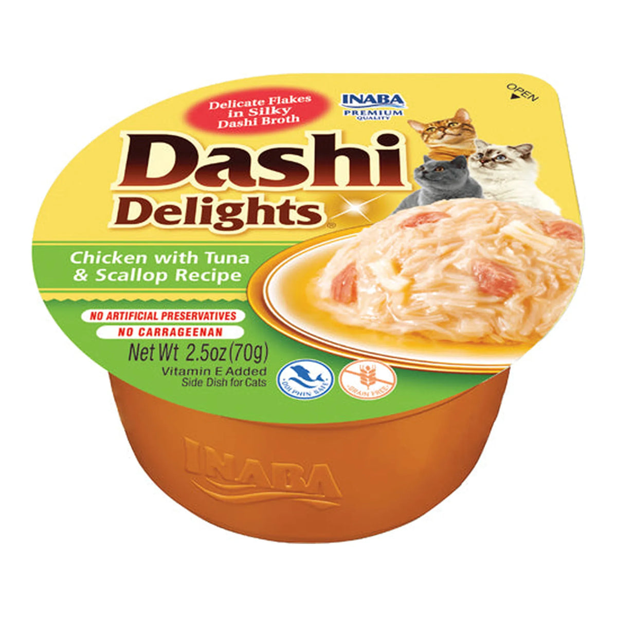 Dashi Delights de pollo con atún y vieira en tarrina para gatos, tarrina de 70 g, EAN 14262365730616