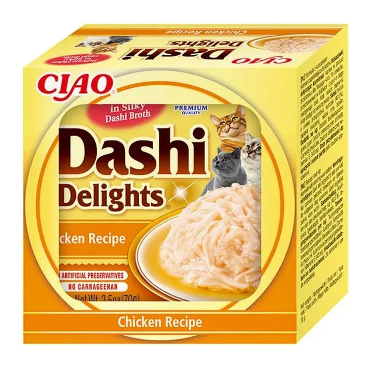 Estuche de cartón de la receta Dashi Delights de pollo en tarrina para gatos