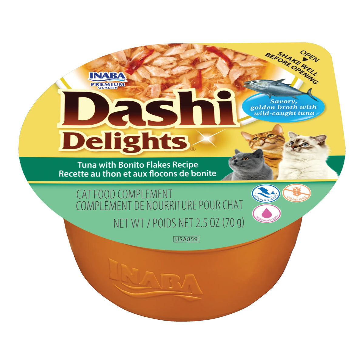 Dashi Delights Tuna de atún con copos de bonito en tarrina para gatos, tarrina de 70 g, EAN 14262365731958