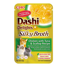 Dashi Delights caldo de pollo con atún y vieira para gatos, bolsa de 40 g, EAN 14262365731026
