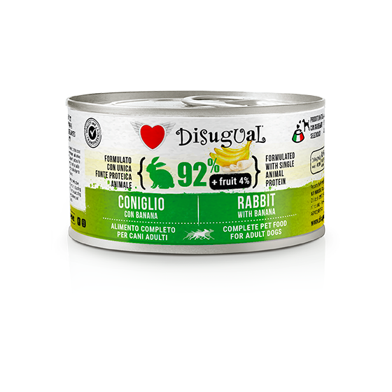 Lata de 150 g de Disugual +Fruit con conejo y plátano