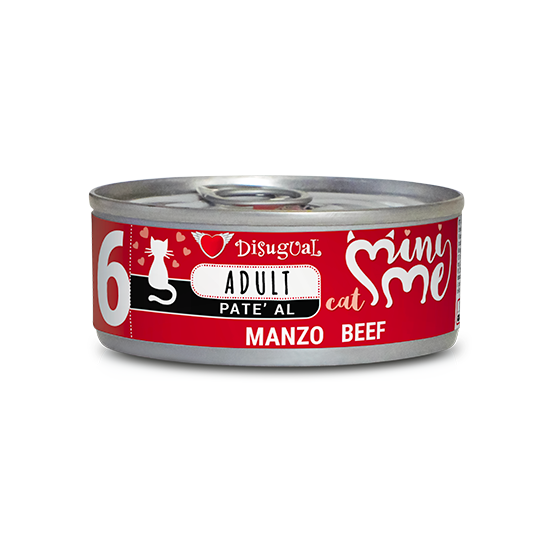 Lata de 85 g de paté Mini Me Adult de vacuno para gatos de Disugual