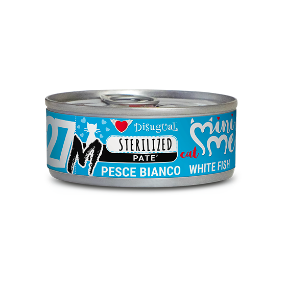 Lata de 85 g de paté monoproteico Mini Me M de pescado blanco para gatos esterilizados de Disugual