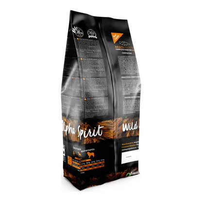 Reverso del saco «Multi-Protein» con composición y tabla de cantidades diarias en inglés