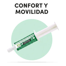 Jeringa de Ekyflex Nodolox Flash para caballos sobre círculo verde con el titular de confort y movilidad