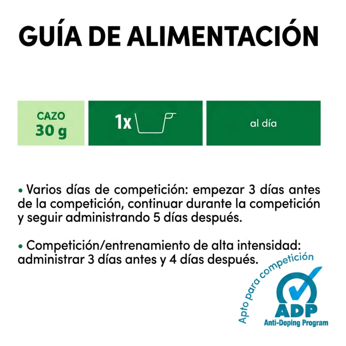 Guía de alimentación de Ekyflex Nodolox con cazo de 30 gramos al día