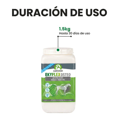 Duración del bote de 1,5 kilos de Ekyflex Osteo Audevard para caballos