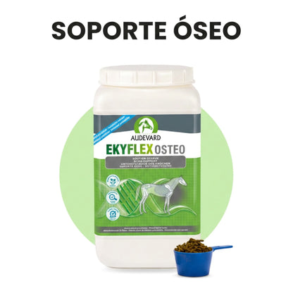 Infografía de soporte óseo con el bote de Ekyflex Osteo y su cacito