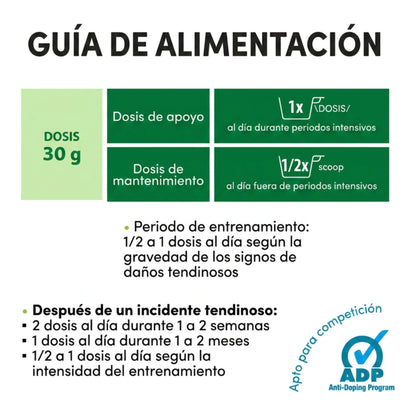 Guía de alimentación con dosis de 30 g de apoyo y mantenimiento