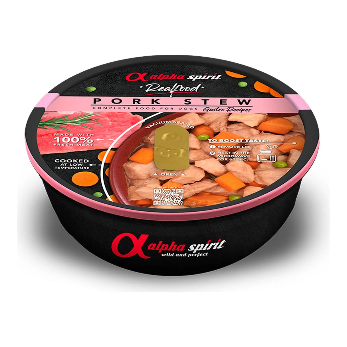 Estofado Alpha Spirit de cerdo para perros, cazuela Real Food de 280 g, EAN 8437015969305