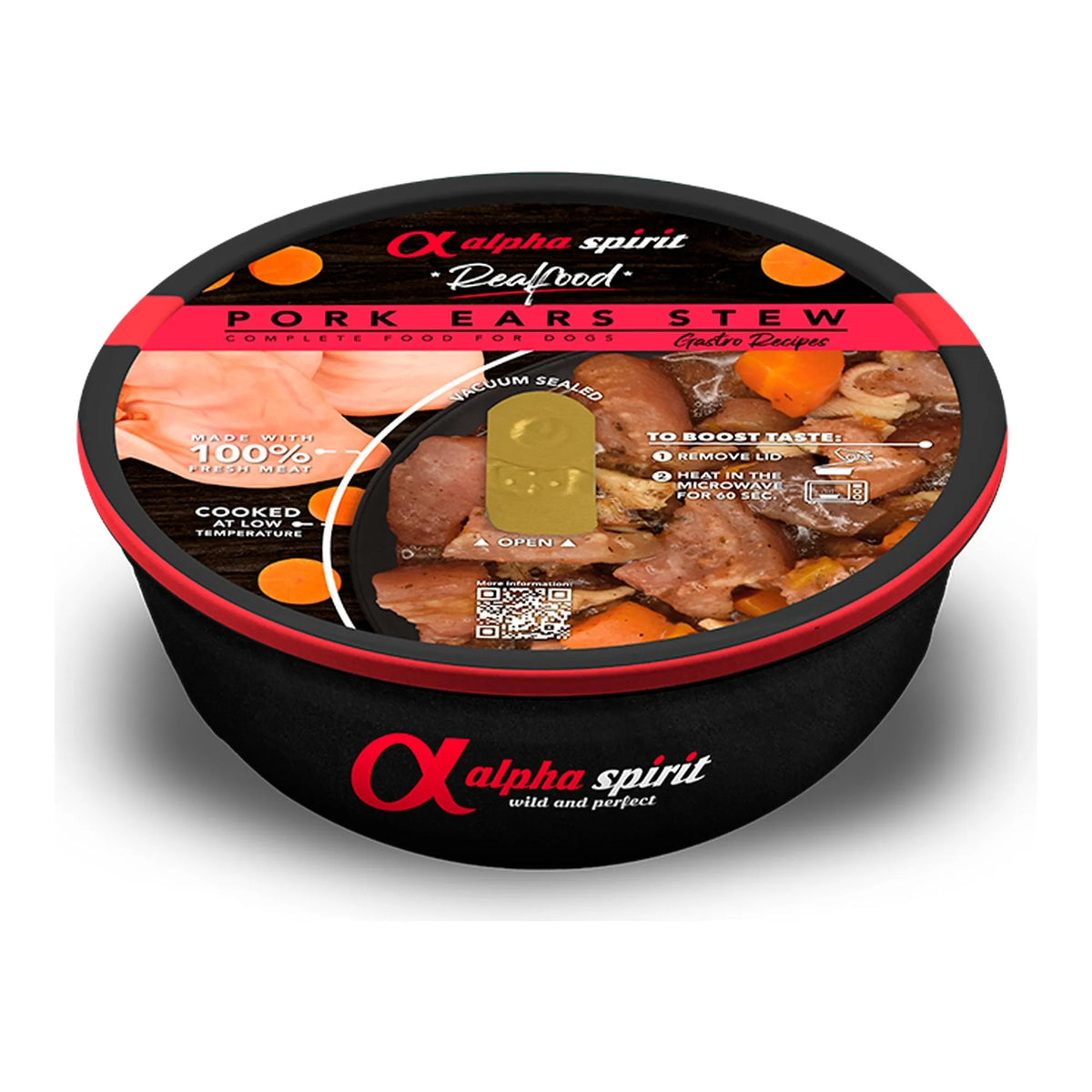 Estofado Alpha Spirit de oreja de cerdo para perros, cazuela Real Food de 280 g, EAN 8437015969312