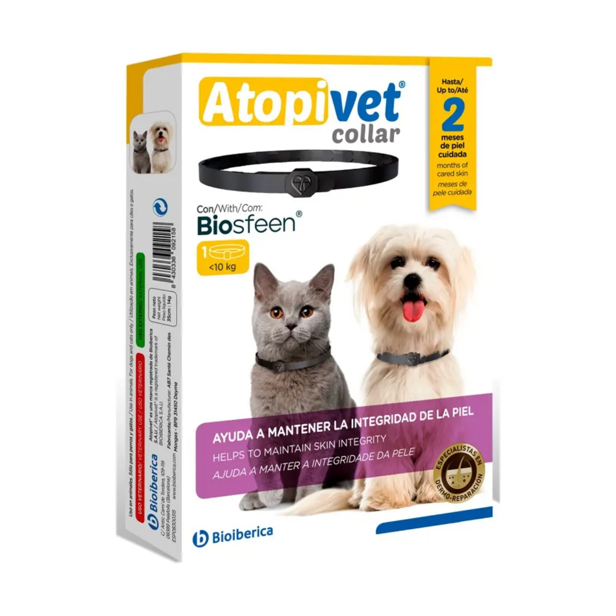 Atopivet Collar de Bioiberica para gatos y perros pequeños, 35 cm, collar de 35 cm en bolsita protectora, EAN 8430336092158
