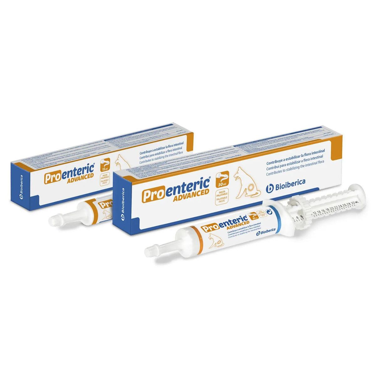 Pro-enteric Advanced para perros en jeringa de 15 ml de Bioiberica, jeringa de 15 ml de pasta palatable, EAN 8430336092059