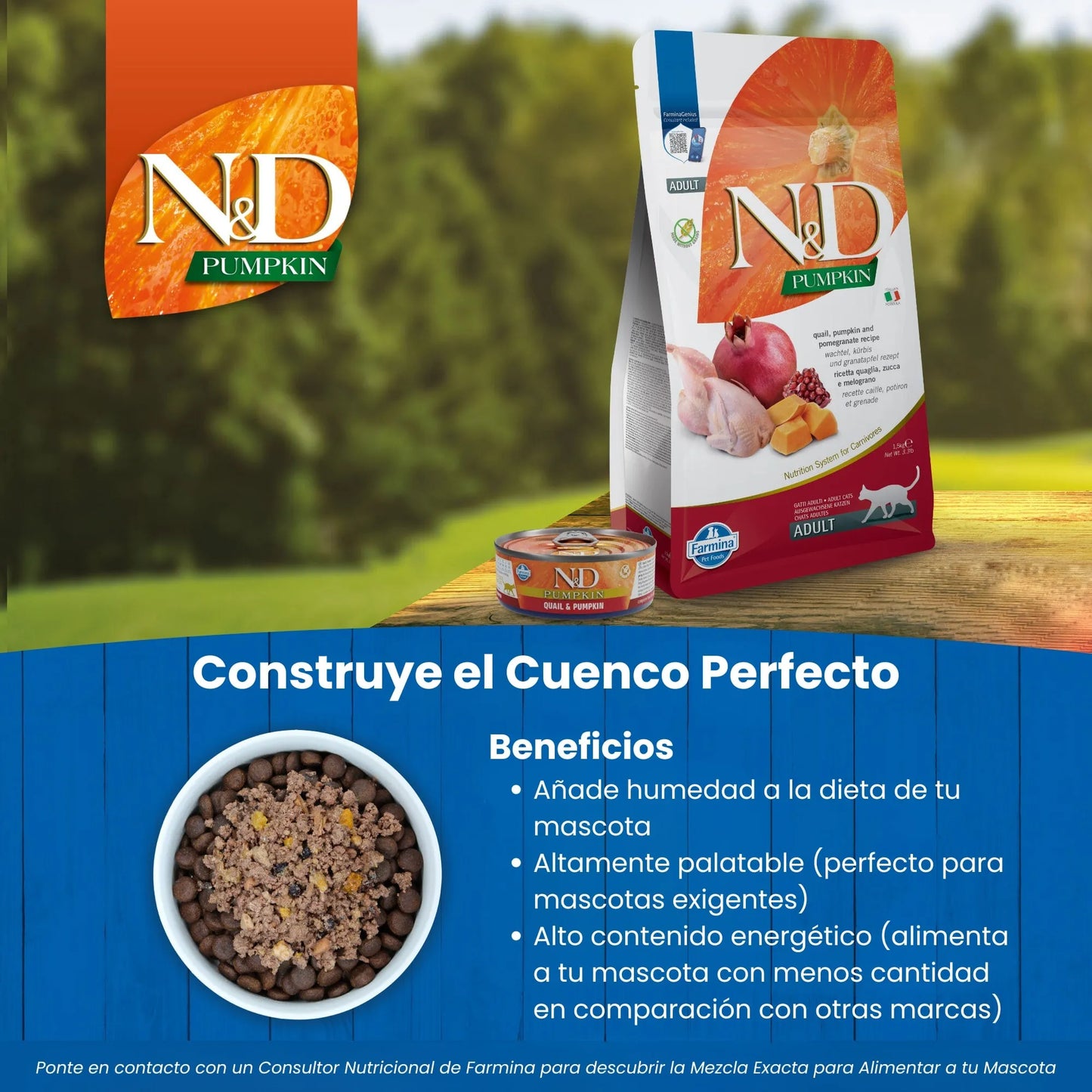 Pienso Farmina ND Pumpkin Codorniz - Caza Premium Gatos Adultos