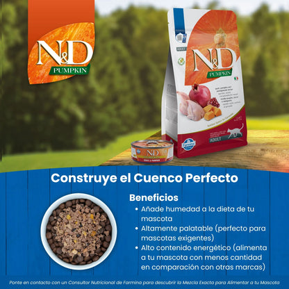 Pienso Farmina ND Pumpkin Codorniz - Caza Premium Gatos Adultos