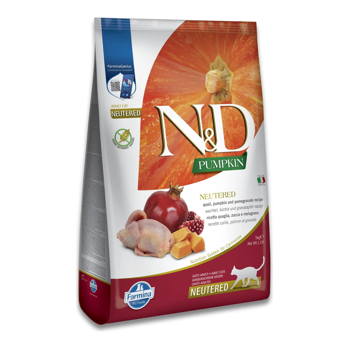 Farmina Neutered de codorniz para gatos - pienso N&D en 1,5 kg y 5 kg