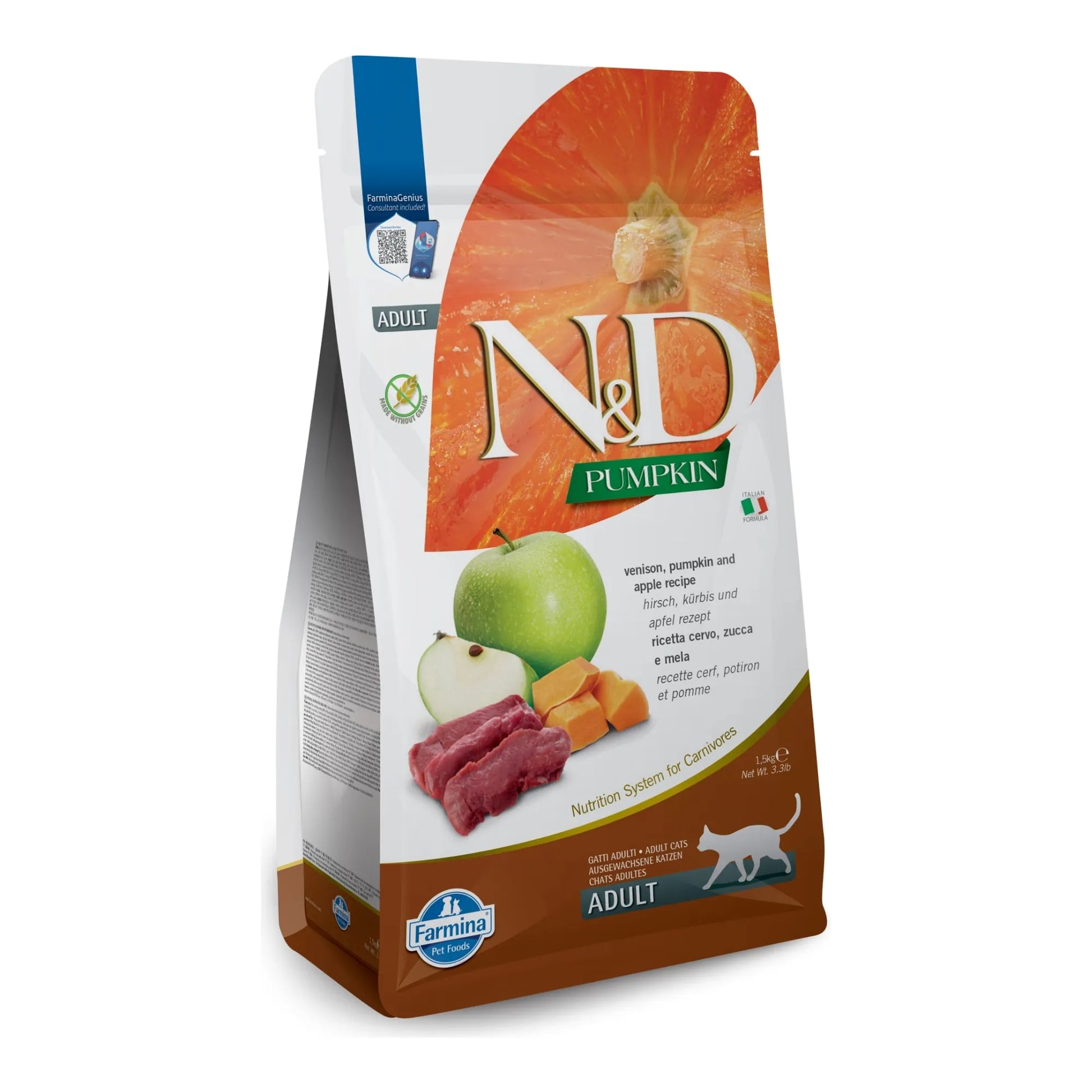Pienso Farmina ND Cat Pumpkin Venado - Premium Sin Cereales para Gatos