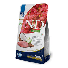 Bolsa de pienso Farmina N&D Quinoa Senior de cordero para gatos mayores, vista en ángulo
