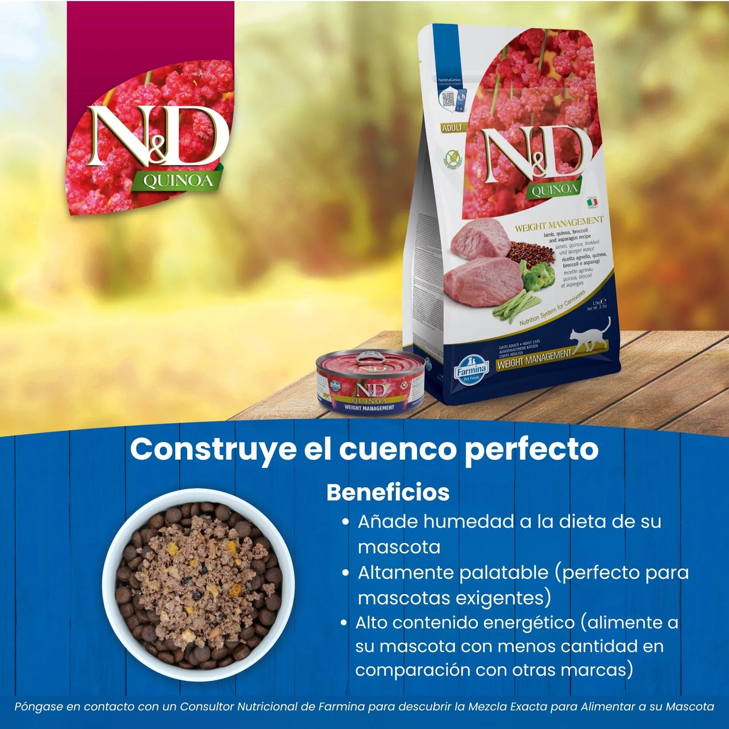 Pienso Farmina ND Quinoa Weight Cordero - Control Peso Gatos