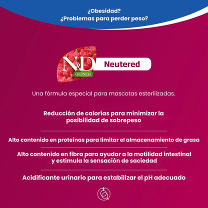 Alimento seco completo para perros adultos castrados de talla mediana y grande