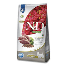 Frontal del saco de pienso Farmina N&D Quinoa Neutered Mini para perros esterilizados