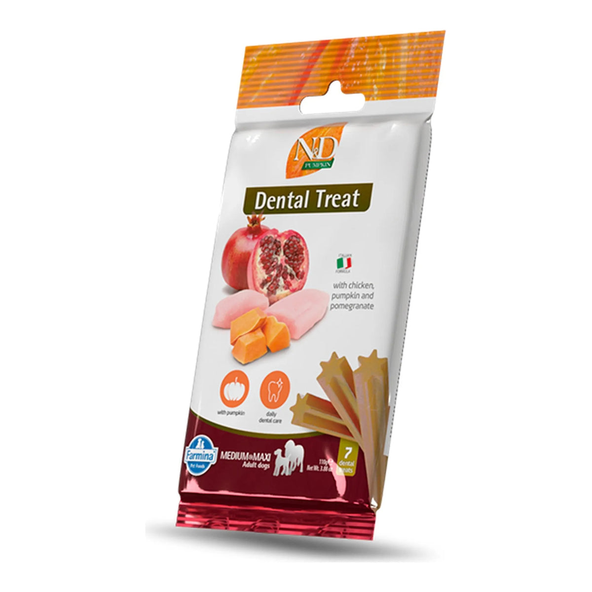 Bolsa de snack dental Pumpkin pollo para perros medianos y grandes, formato Medium & Maxi