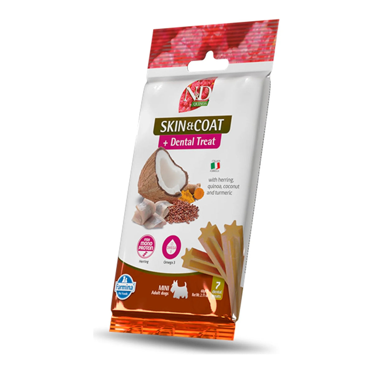 Bolsa mini del snack dental Skin & Coat de arenque con barritas asomando