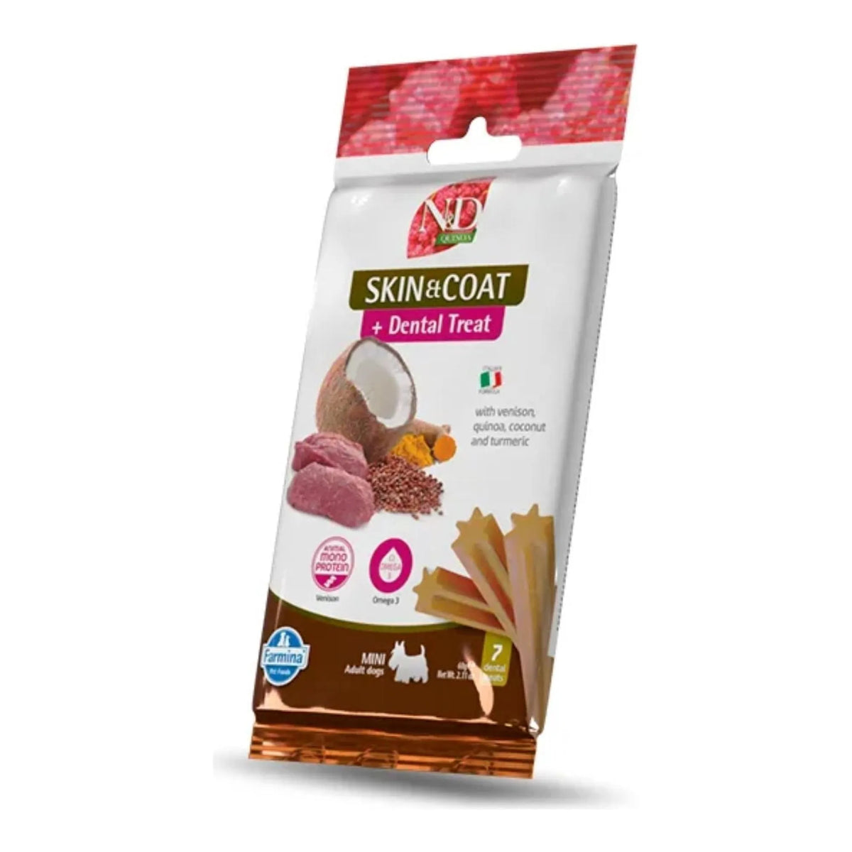 Bolsa mini del snack dental Skin & Coat de venado con barritas asomando