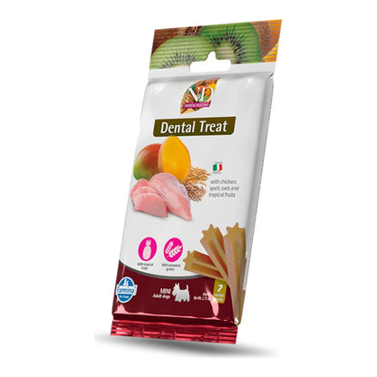 Bolsa de snack dental Farmina Tropical para perros de raza pequeña, formato Mini