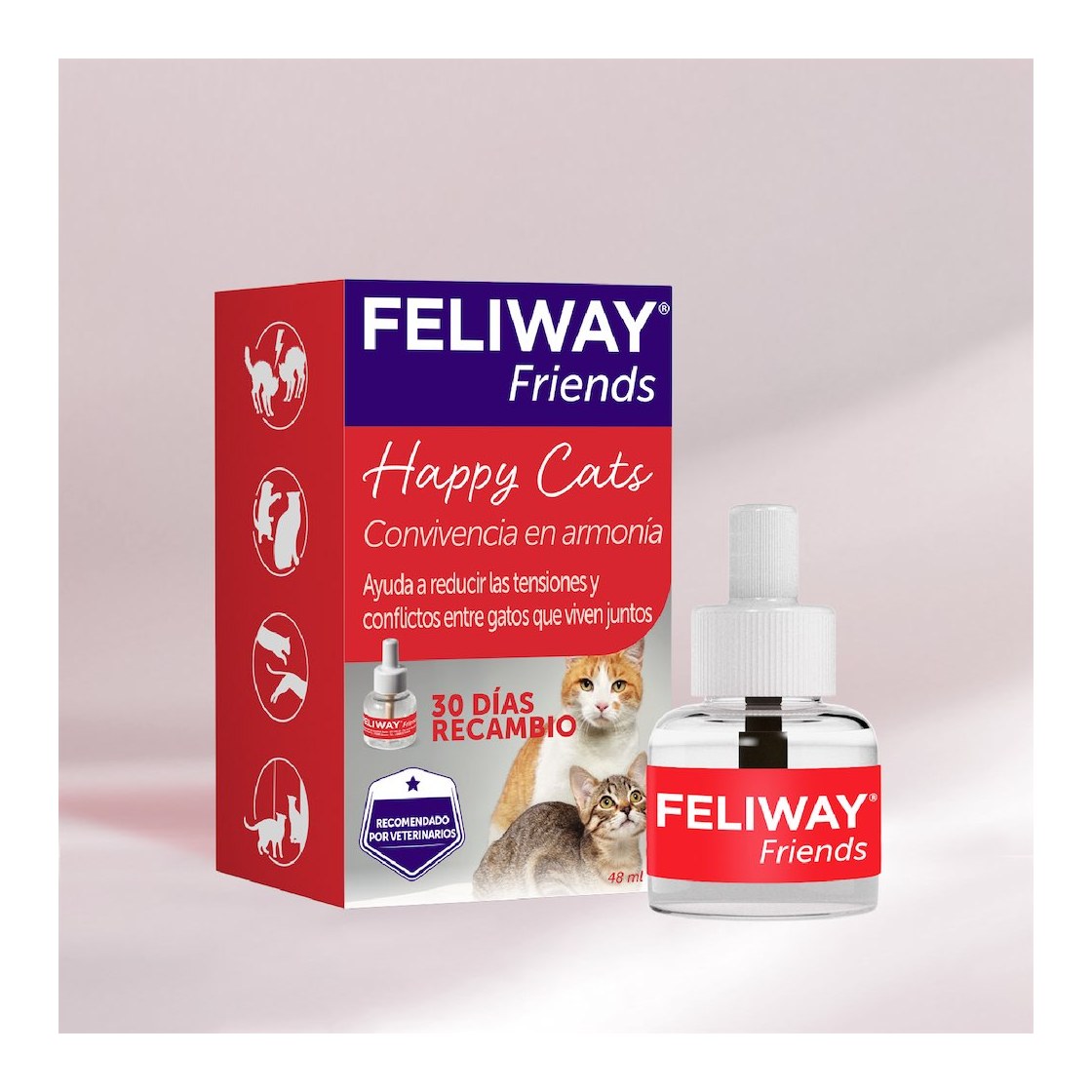 Frasco de 48 ml de la gama Friends de Feliway con su caja
