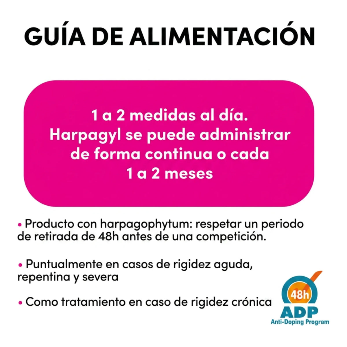 Guía de alimentación con una a dos medidas al día de forma continua