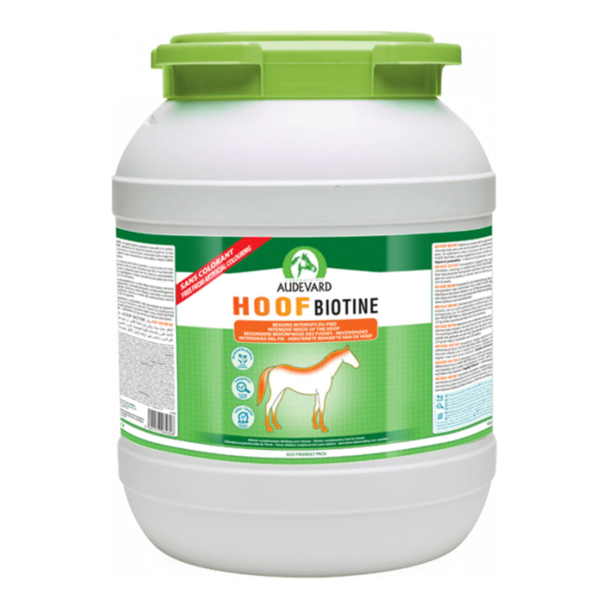 Hoof Biotine Audevard para caballos, bote blanco redondo con tapa verde