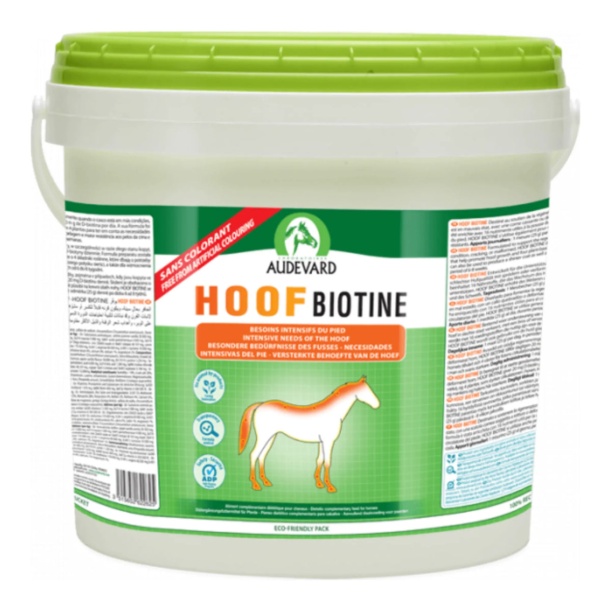 Hoof Biotine Audevard para caballos, cubo blanco grande con tapa verde