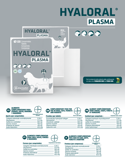 Ficha técnica oficial de Hyaloral Plasma con la composición por comprimido