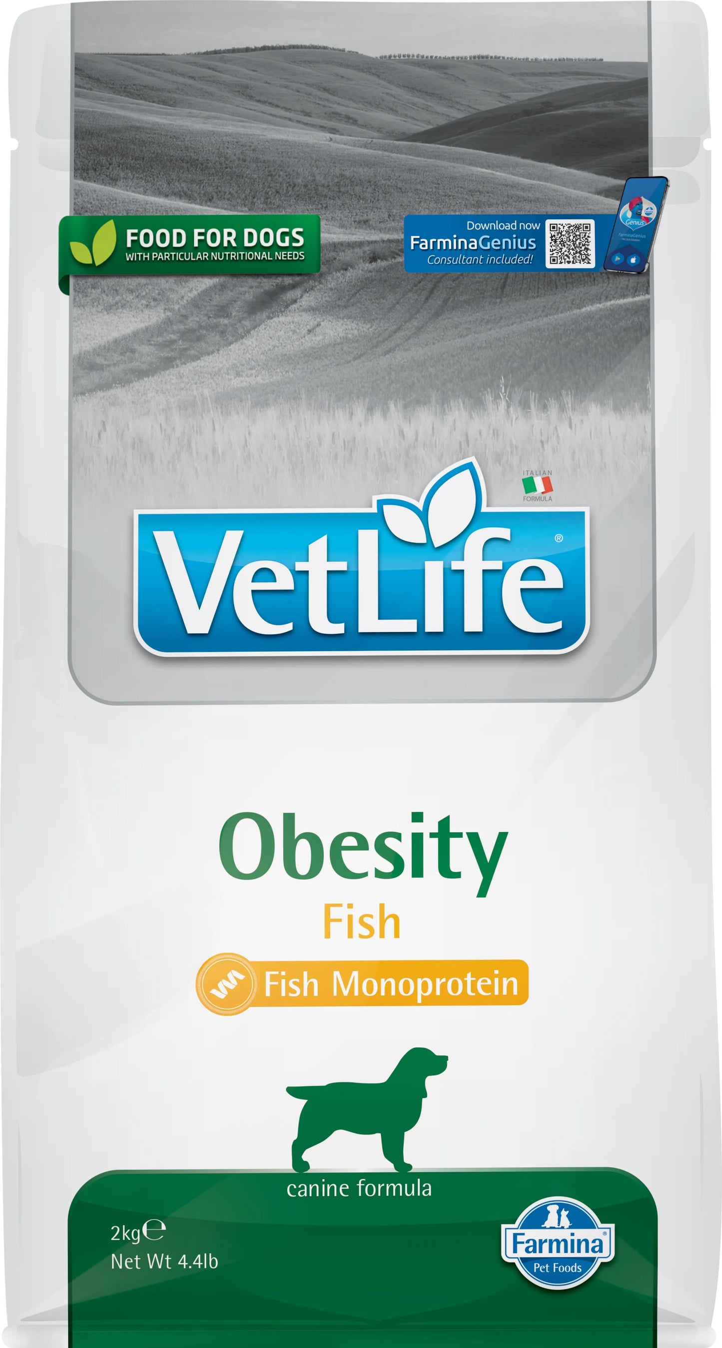 Pienso Dietético Farmina Vet Life Obesity Pescado 2kg - Control de Peso para Perros