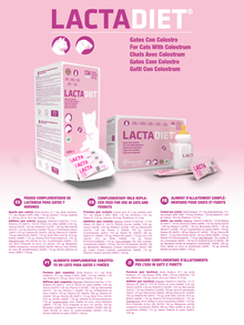 Ficha técnica oficial de Lactadiet Gatos con Calostro con la composición por sobre