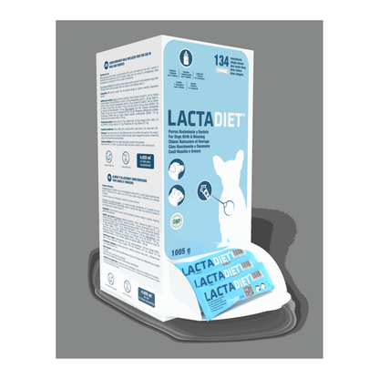 Estuche de 134 sobres de Lactadiet Nacimiento y Destete para cachorros de Pharmadiet con biberón, EAN 8414042003615